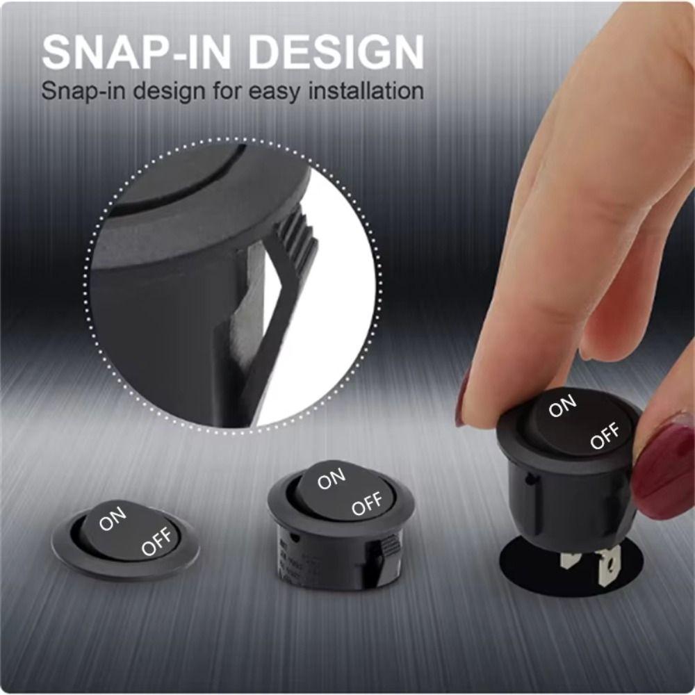 12 Volt DC Round Rocker Switch 2 Pin SPST Switch Small Rocker On Off Switch  Boat Marine