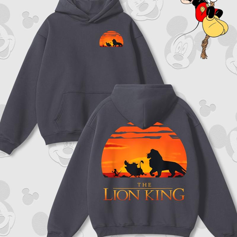 Disney Cartoon Print Autumn and Winter Hooded Sweater Crew Neck Long-sleeved Hoodie Loose Casual Style Suitable for Men Women