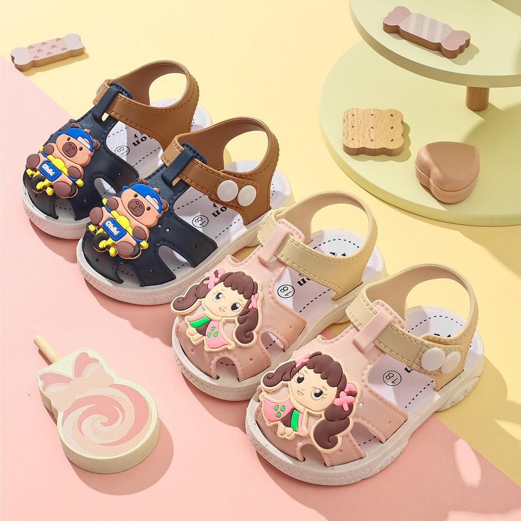 Children's Cartoon Flower and Bow Sandals: Soft, Non-Slip Soles for Toddlers (1-3 Years)