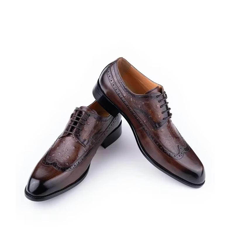 Fashion Factory Whole Handmade Men's Shoe Trend Brogue Stylish High Quality Leather Business Office Place Shoes For Men Lace Up Man Shoe