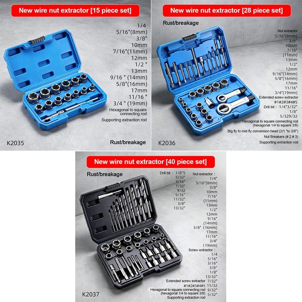 Rust Proof Nut Extractor High Torque Screw Remover Fastener Extractor Broken Thread Taking