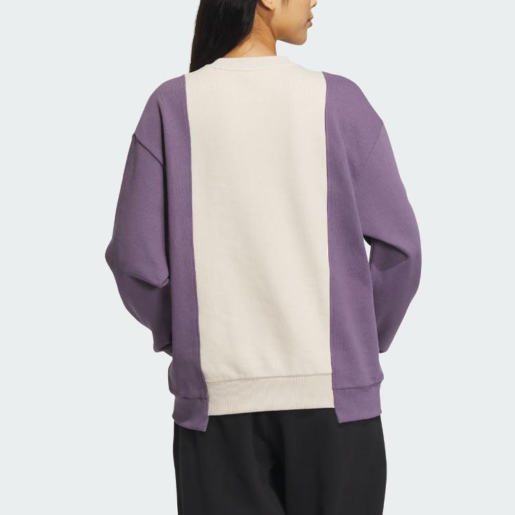 Adidas Sudadera Holgada con Bloques de Color y Bordado Trefoil Originals para Mujer Ropa Deportiva Tops Marfil Claro IN1091