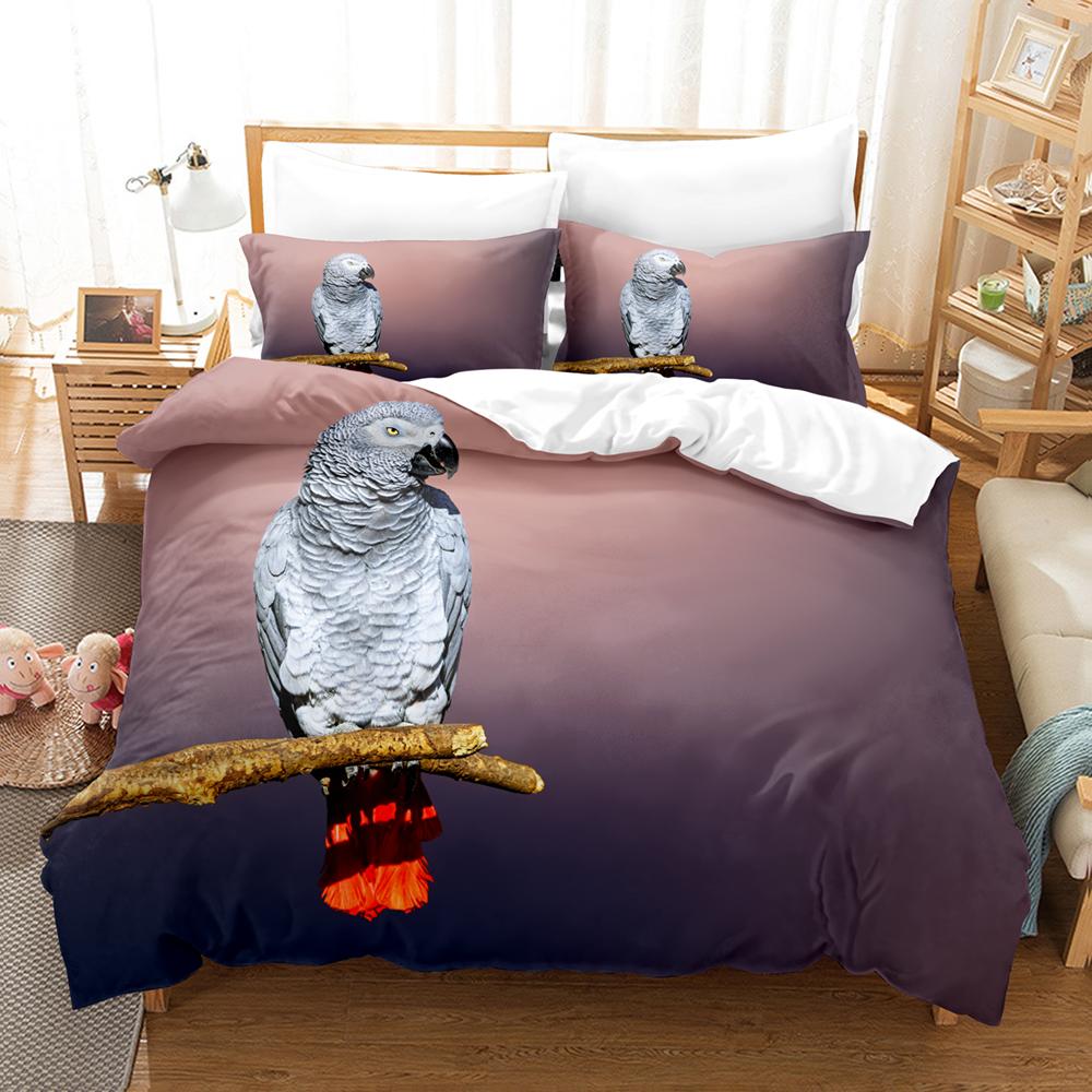 Soft 3D Printed Bird Pattern Bedding Set, Animal Down Duvet Cover, Pillowcase 2/3 Pieces, Queen's Bed Quilt Cover AU/DE/EU/ES Full Size Bed Cover