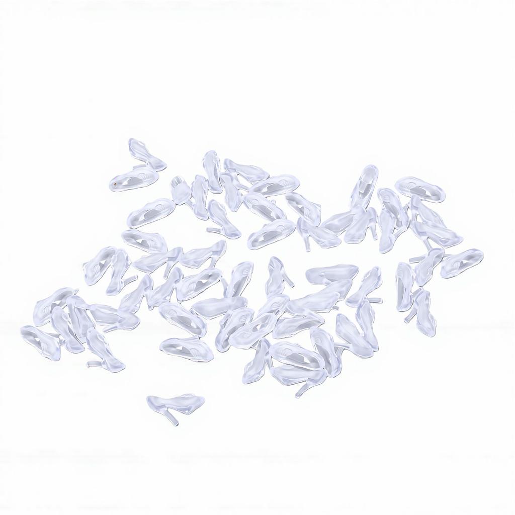 30 Pairs Mini Plastic High Heels Shoes Mini High Heels Doll Shoes for DIY Craft Dollhouse Decor Transparent