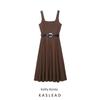 Kaslead New Women Clothes Western Style Simple Temperament With Belt Midi Dress 5029167