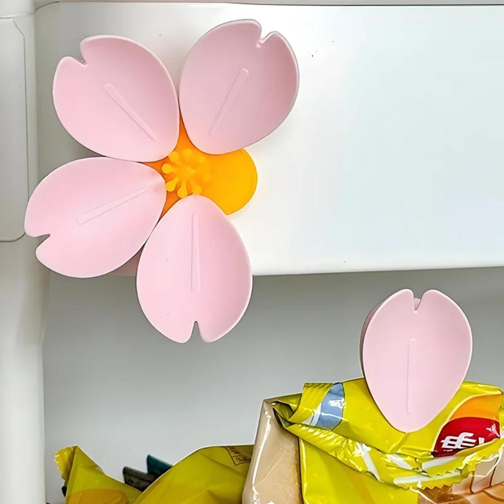 Sakura Magnetic Fridge Magnet Seal Clip, Petal Sealing Clip, Magnetic Fridge Sticker, Snack Clip, Flower Decoration