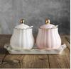 Creative Kitchen Ceramic Seasoning Jar Three-piece Seasoning Jar Seasoning Box Combination Salt Jar Chili Oil Cans Household