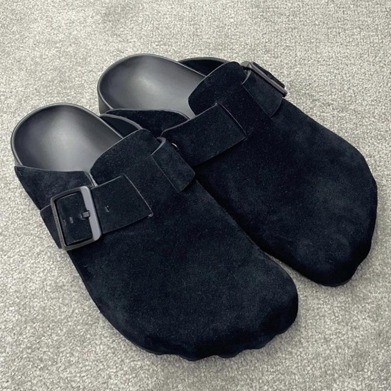 

Версия из коровьей кожи~ 2025 весенние туфли с толстой подошвой и пятью пальцами, лоферы на одной педали, новые шлепанцы с пряжкой на ремне, женский тренд 40 серый