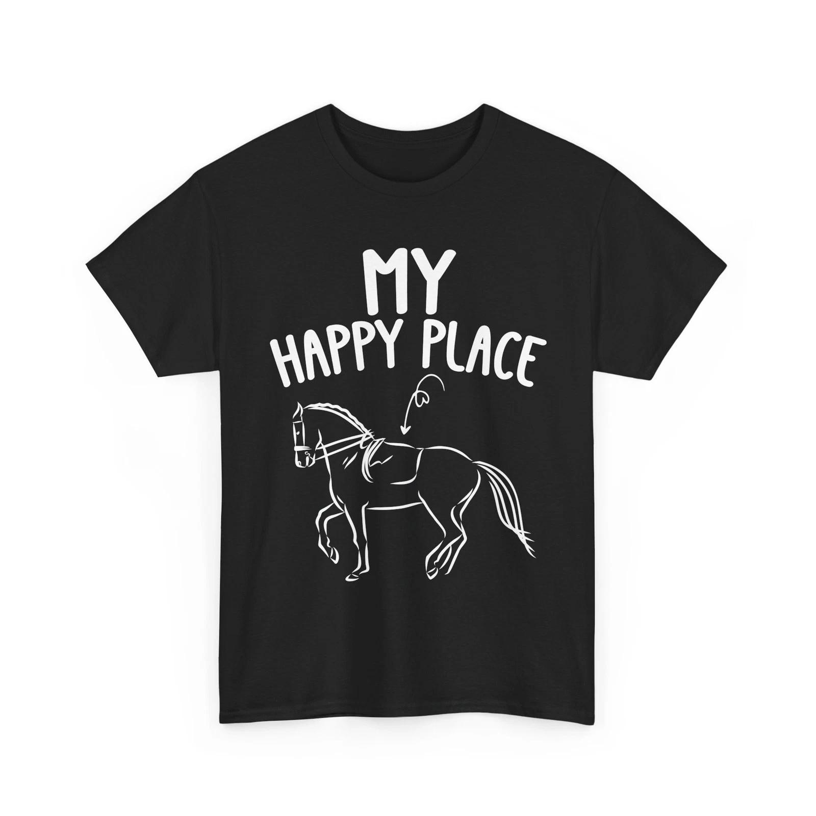 Horse Rider T shirt, Horseback Riding Lovers My Happy Place Equestrian Shirt 2XL