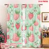 2Pcs 2D Flat Printing Window Curta Strawberry Cute Kawaii Digital Printed Polyester Drapes Seasonal Party & Holiday Decor Use