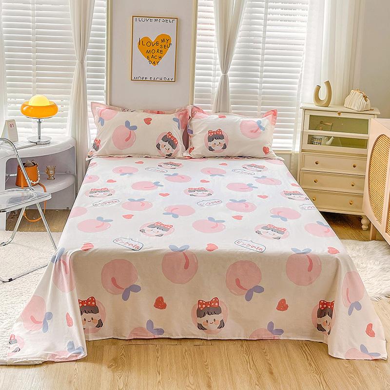 1pc 100% Cotton Bedsheet Cartoon Style Bed Linen Skin-friendly Flat Bed Sheet Adults Kids Sheets Drap De Lit (No Pillowcase)