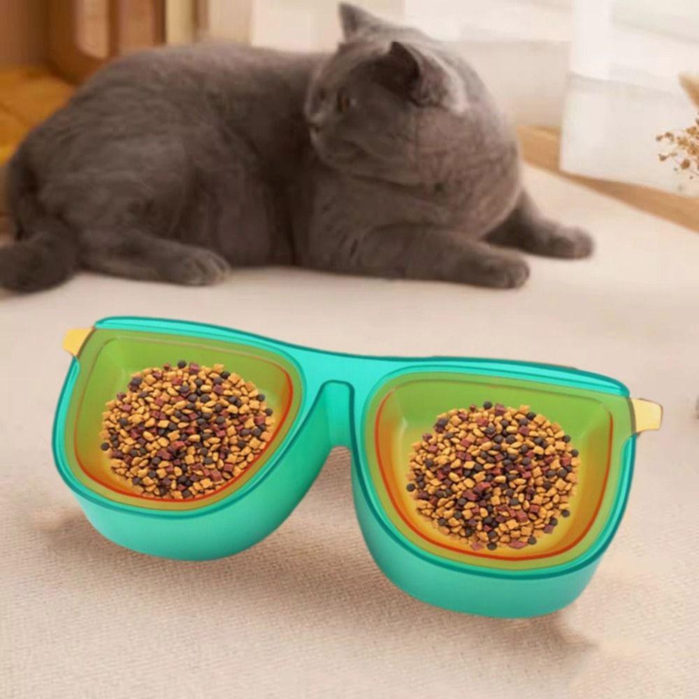 Anti-Knockover Glasses Shape Cat Bowl Large Capacity Pet Slanted Drinking Bowl  for Dogs Cats