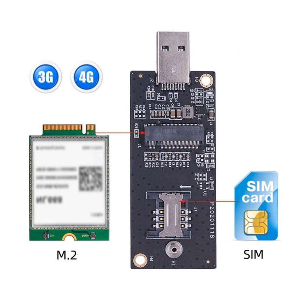 Cablecc Key-B M.2 NGFF WWAN to USB 3.0 Adapter Riser Card with SIM Slot for 3G4G5G LTE Wireless Module Modem Card