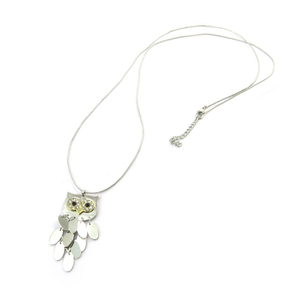 Les Trésors De Lily [N3589] – Silberne Halskette „Eule“.