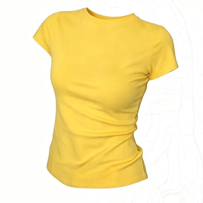 Damen Slim Fit Rundhals Kurzarm T-Shirt - Sommer 2026 Vielseitiges Basic Top