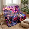 Enchanted Butterfly Landscape Theme Blanket Lightweight Warm Flannel Blanket Decorative Throw Blanket for Home Decoration