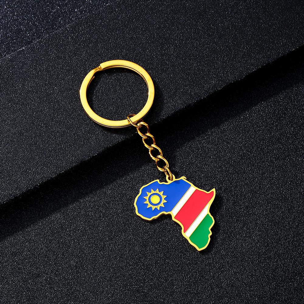 Portachiavi Premium in Acciaio Inossidabile con Ciondolo Mappa Bandiera Africa Ghana Nigeria Capo Verde Congo Uganda Regalo per Appassionati di Viaggi