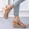 Fashion Women Wedges Sandals 2024 Summer New Buckle Platform Heeled Sandals Roman High Heels Shoes Fashion Brown Casual Woman Sandalias