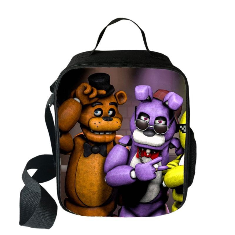 Izolovaná taška na oběd Five Nights At Freddy's s velkou kapacitou a síťovanou kapsou