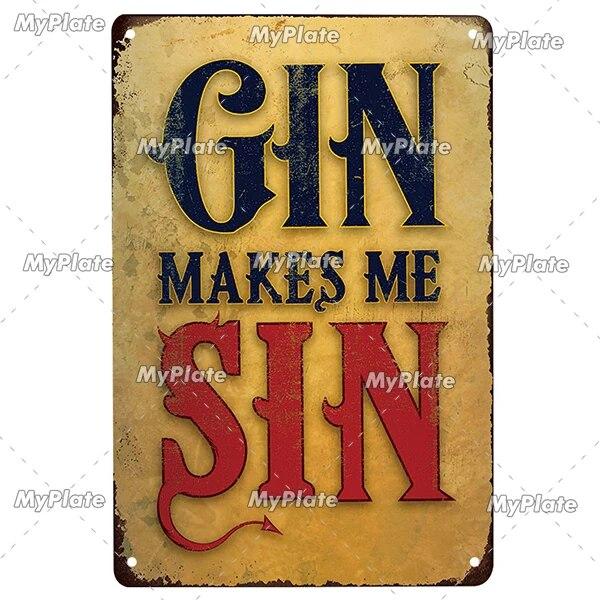 

[MyPlate] GIN табличка, металлические винтажные мебельные тарелки для бара, панели, жестяная вывеска, вывеска для бара Tiki, персонализированная тарелка, декор в пещере 20x30cm