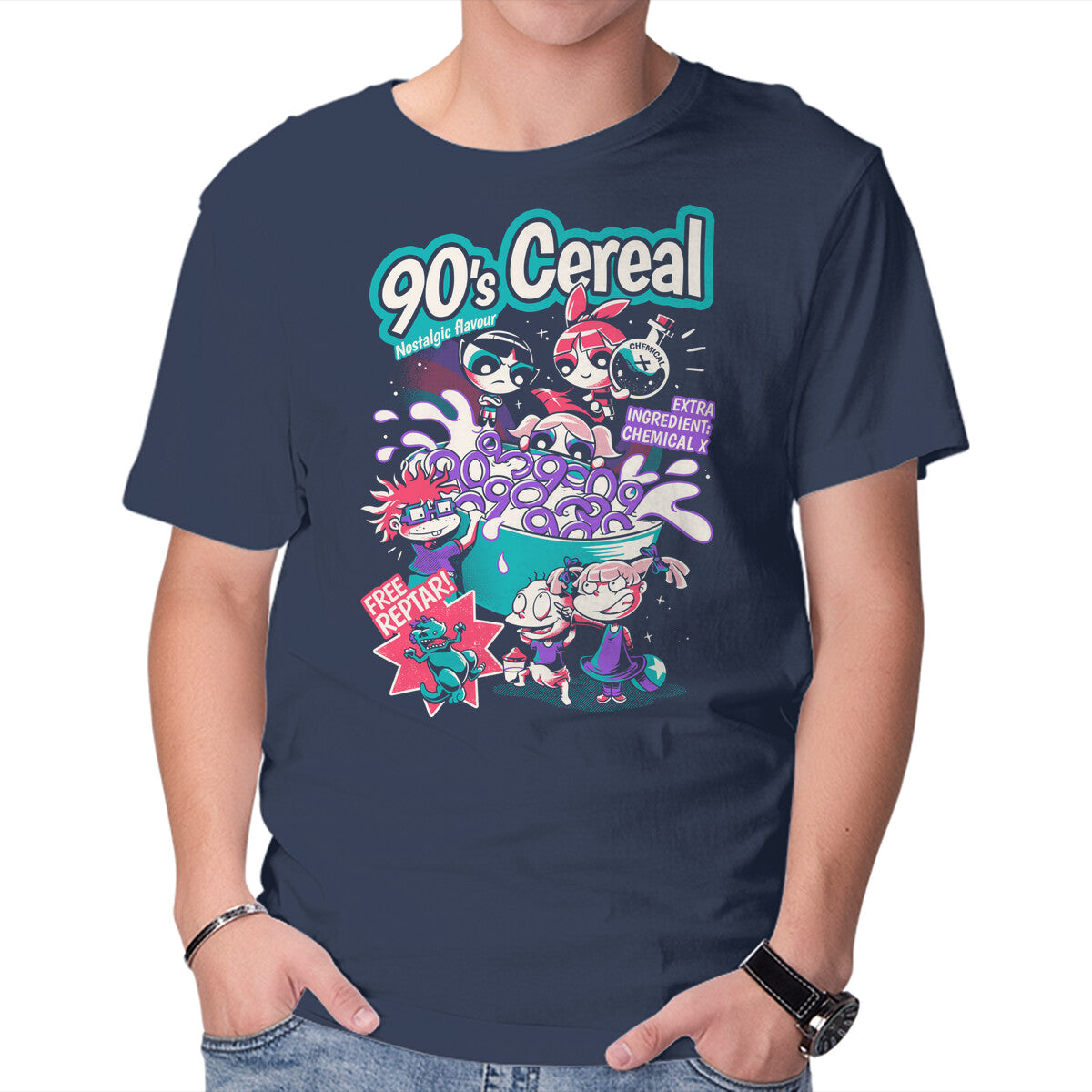 Unisex Crew Neck T-Shirt 90s Cereal Graphic Short Sleeve Casual Tee XL