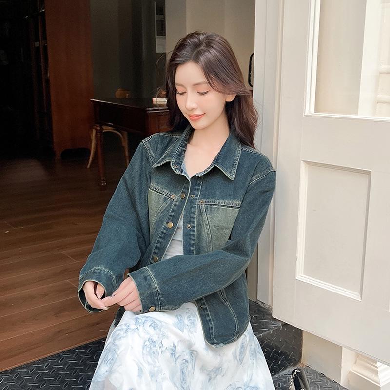 Autumn Korean Retro Slimming Denim Jacket for Women