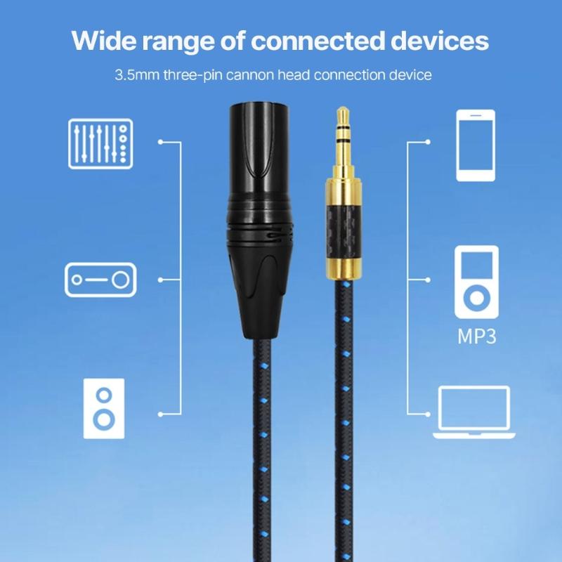 Reliable 3.5mm to XL Wire with Reinforced PVC Braiding Advanced Patches Cable Clear & Smooth Sound for Music Playbacks