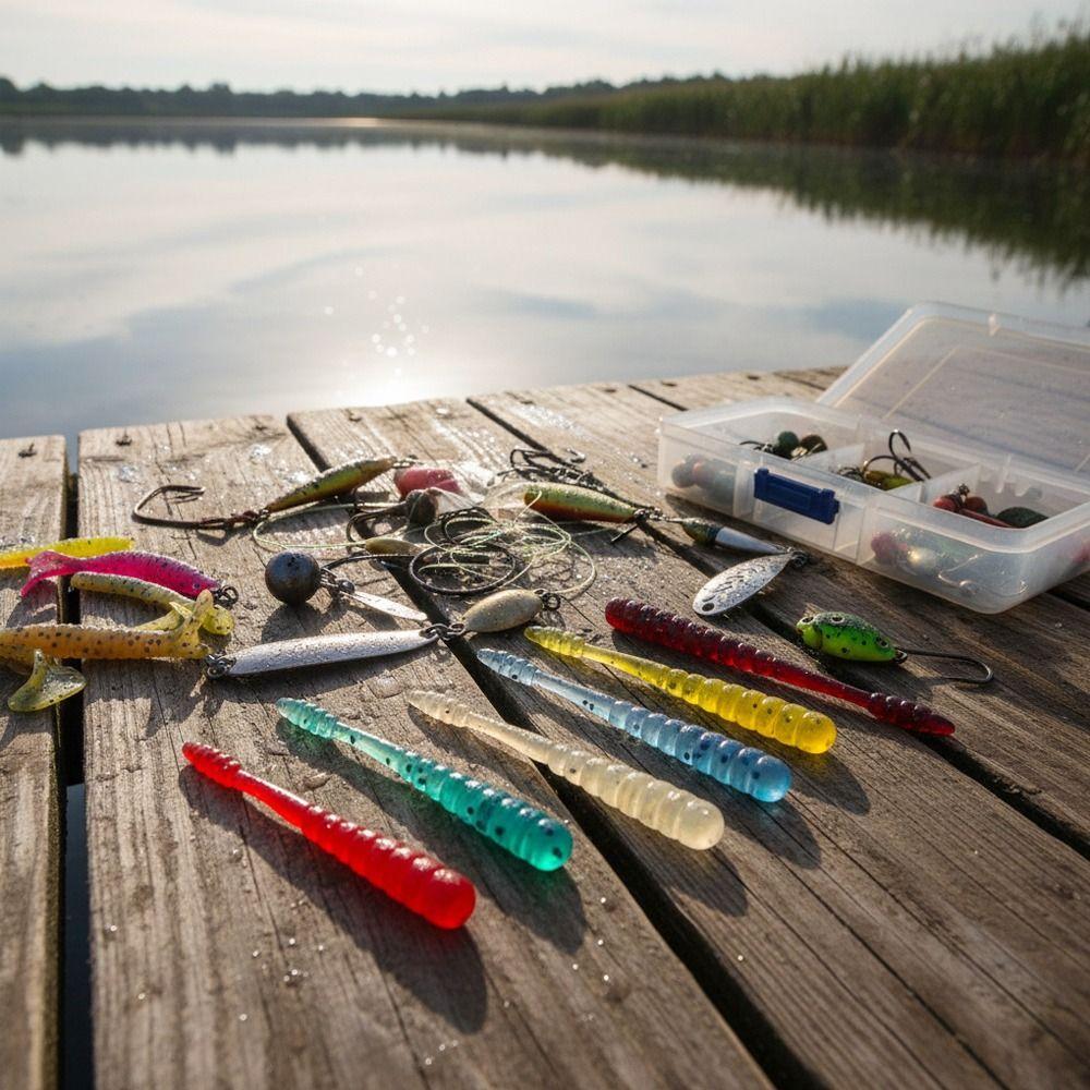 10PCS Pesca 48mm 0.5g Worm Bait Smell Mini Fishing Lures Micro Artificial Bait Bass Fishing