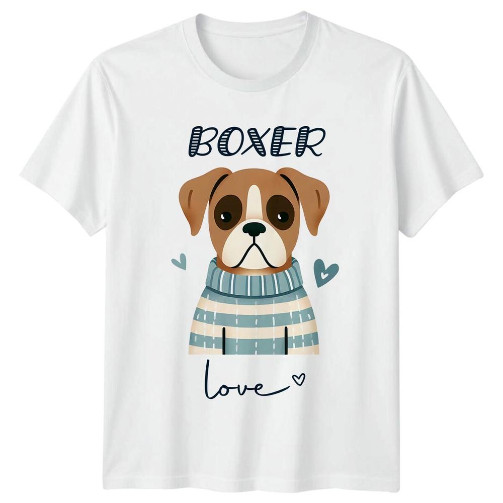Boxer Love Dog TShirt Cute Puppy In Sweater Dog Breed Tee S
