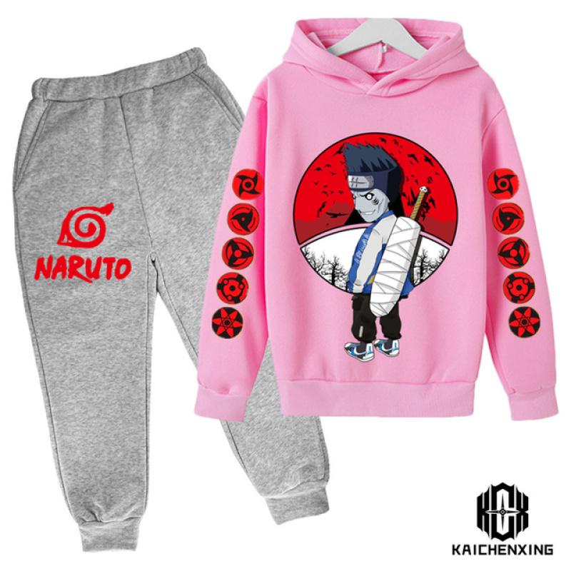 Naruto-Langarm-Outfits für Jungen, Kleidung, 4–14 Jahre, Kinder-Sets, Baby-Junge, lässiger Baumwoll-Trainingsanzug, Kapuzenpullover + Hosen-Set