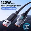 120W MAX Ultra Durable 6A Fast Charging Cable with Real-Time Digital Display, USB A To USB C Charger Cord, Quick Charge Support for iPhone, Android