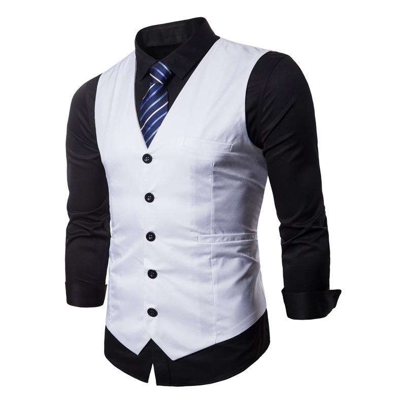 Gilet Gilet da Uomo Moda Colore Unico Monopetto Business Casual