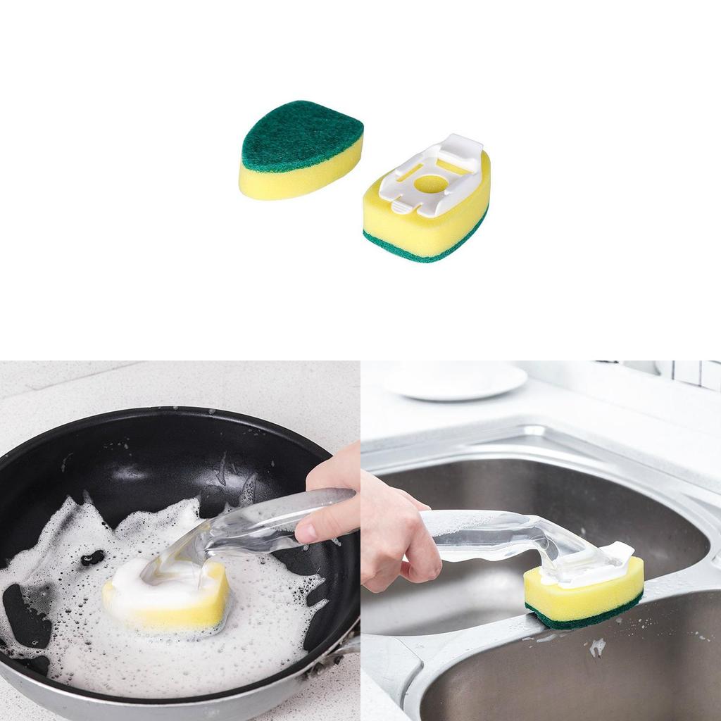 Kitchen Nano Sponge Cleaning Brush With Replacement Heads For Dishwashing And Surface Cleaning