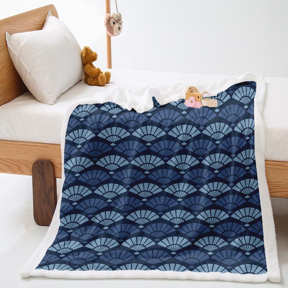 Fan Pattern 2D Digital Printing Thickened Lamb Wool Crystal Fleece Blanket Blanket