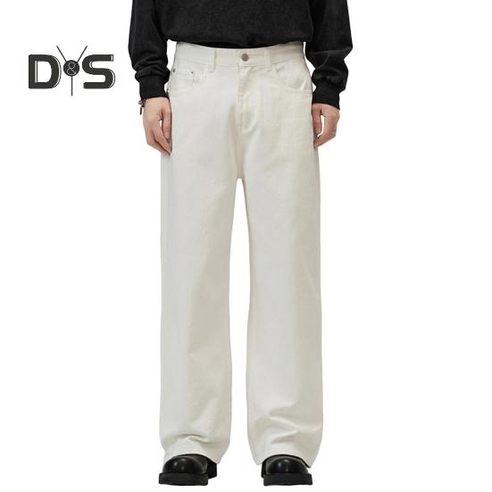 

Мужские брюки, однотонные, прямые, широкие брюки в стиле ретро с карманами, брюки на молнии для повседневной носки, дома, уличной одежды, спорта L белый