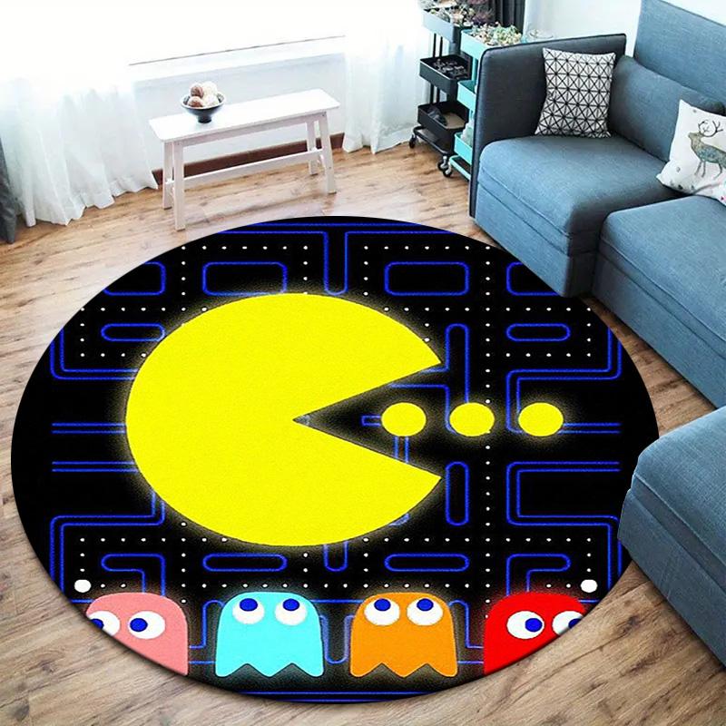 Pac-Man Round Area Rug,Carpet Rug for Living Room Bedroom Sofa Playroom Decor,Non-slip Floor Mat