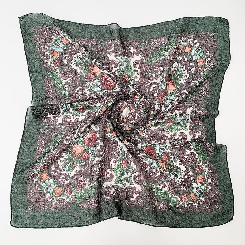70*70cm Russian Floral Printed Square Bandana Scarf