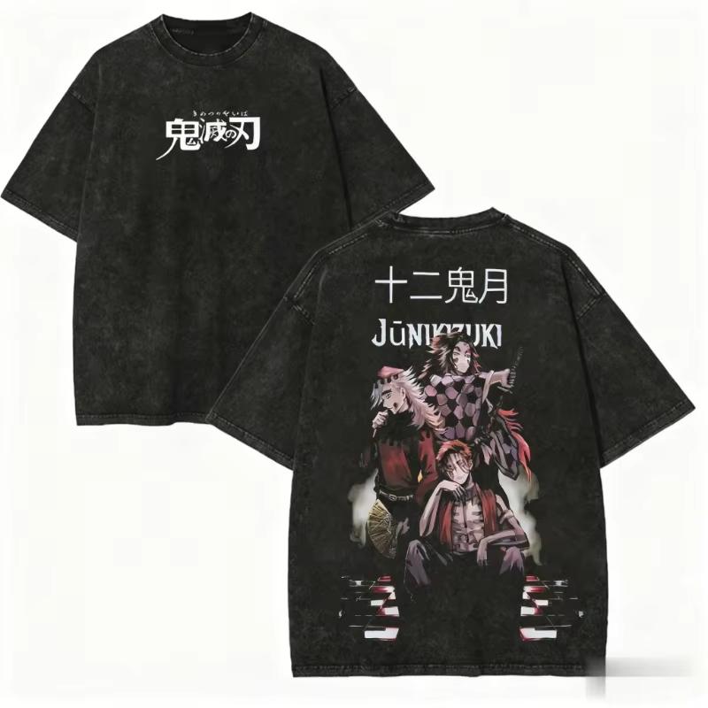 

Demon Slayer Anime Graphic Vintage Washed T Shirt Men Women Cotton Short Sleeve Tee Streetwear Casual Tops Yk Clothes M