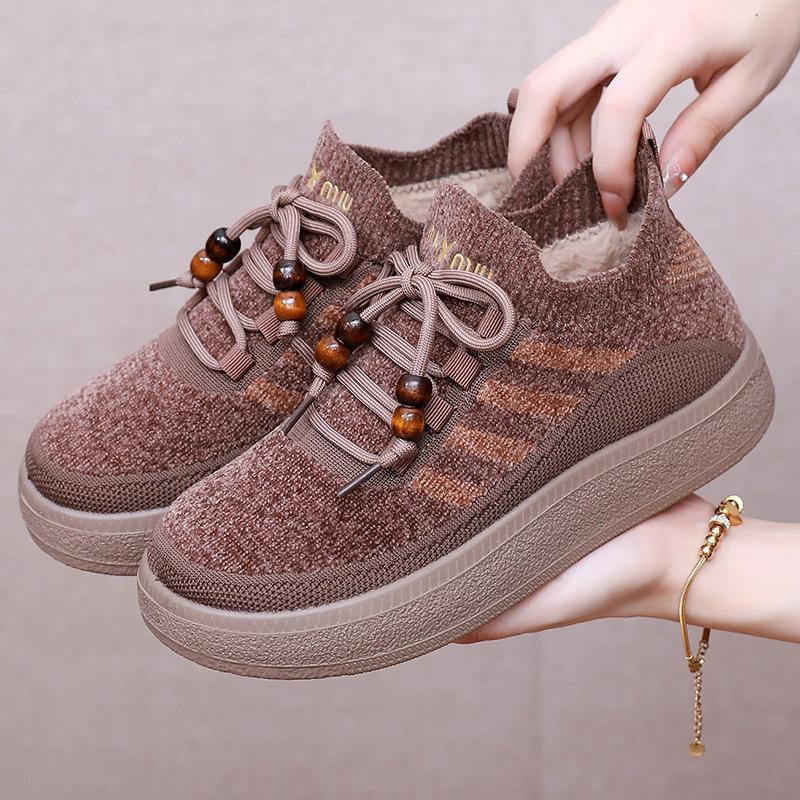 Women's Large Size Soft Sole Winter Warm Fur One Stirrup Snow Boots Padded Lined Ankle Boots Anti-slip Hiking Casual Sports Cotton Boots