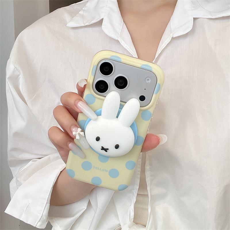 Polka Dot Cartoon Animal Magnetic iPhone Stand Case for Apple 17/16 Pro Max/15/14 - Girly Design