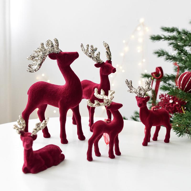 Christmas Ornament Red Velvet Christmas Tree Pendent Bowknot Elk Christmas Bells Xmas Tree Ornaments 2027 New Year Decor 7