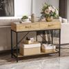 Console Table Hallway Table with Shelf and 2 Drawers, 100 x 35 x 76.5 cm Side Table Sofa Table Display Table for Small Spaces, Entryway, Hallway