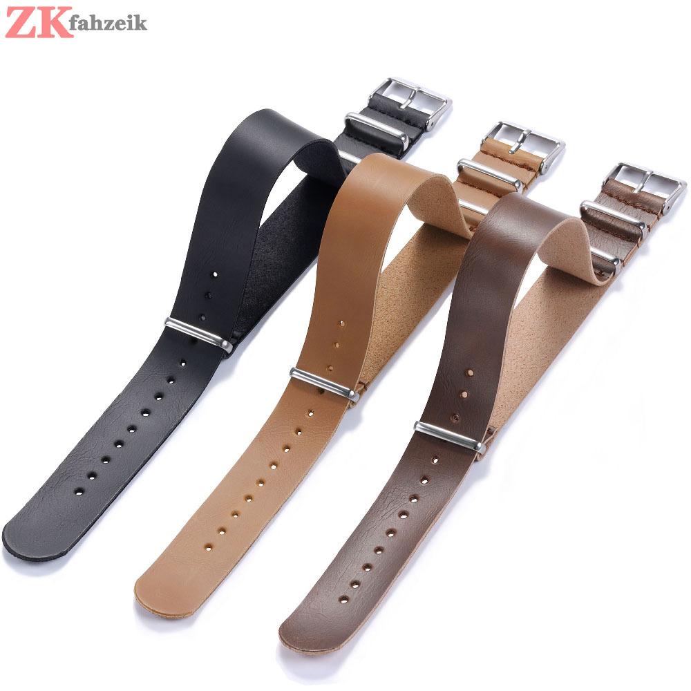 PU Leather Watchband 24mm Watch Accessories 22mm Military Leather Watchband Strap Artificial Leather Bracelet 18mm 20mm