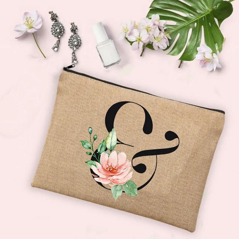 Gift for Her 26 Letter Printing Woman's Make Up Bags Handbags  Makeup Organizers Lovely Casual Travel Toiletry Bags Lipstick Bag