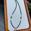 Thailand Amulet Crystal Beaded Necklace with Thangka Buckle and Jade Pendant