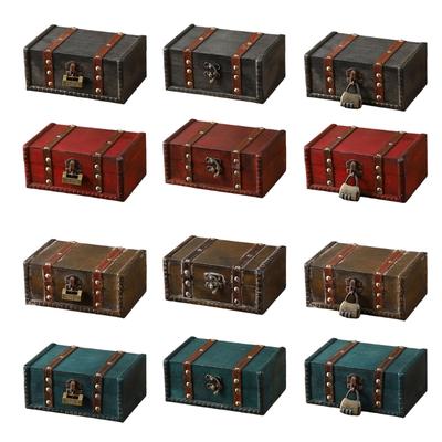 Antique Style Wooden Storage Box With Security Lock Decorative Homes Storage Holders For Valuables Toy Documents
