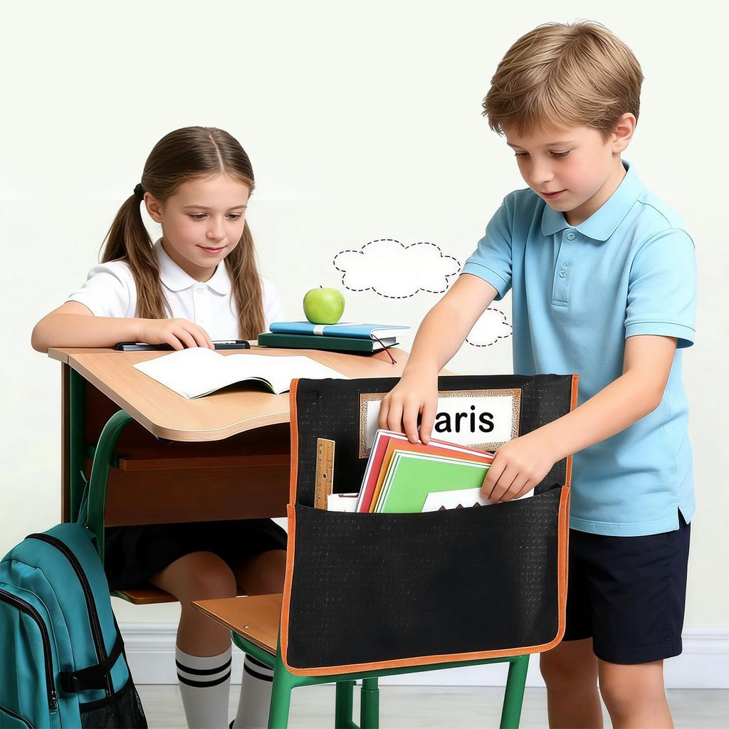 Strong Student Chair Container With Identification Clip And Spacious Areas For Educational Items