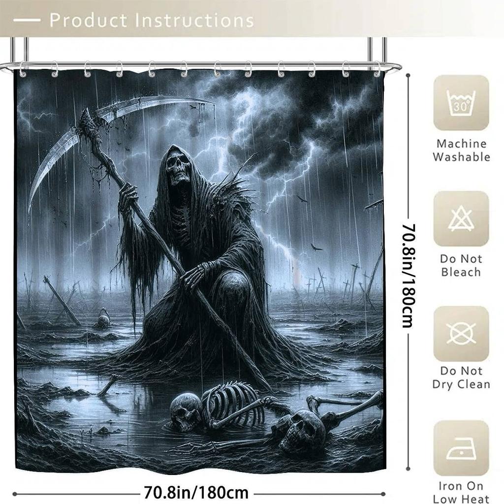 Eternal Shadows And Storms Wall Tapestry For Bold Home Decor, Featuring A Hauntingly Detailed Illustration Of The Grim Reaper