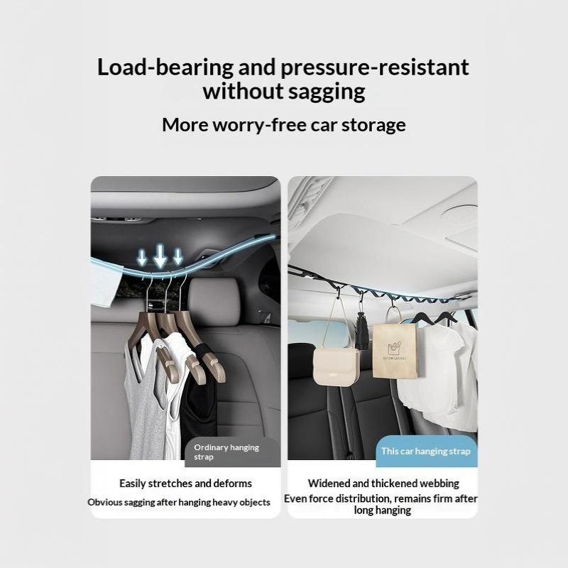 Car Clothes Drying Rope Easy To Store Multifunctional Hanging Hanger for Car Rear Seats Outdoor Road Trip Camping