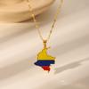 Hot Selling Creative World Maps Venezuela Dominican Paraguay National Flags Stainless Steel Jewelry Necklace Pendant